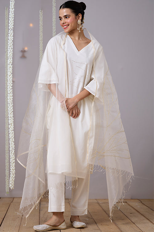 Okhai "Sparkle" Mukaish and Khaat bharat work Kurta Pant set