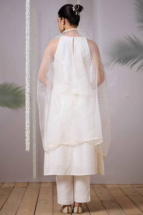 Okhai "Golden Bloom" Mukaish and Khaat Bharat work Kurta Pant set