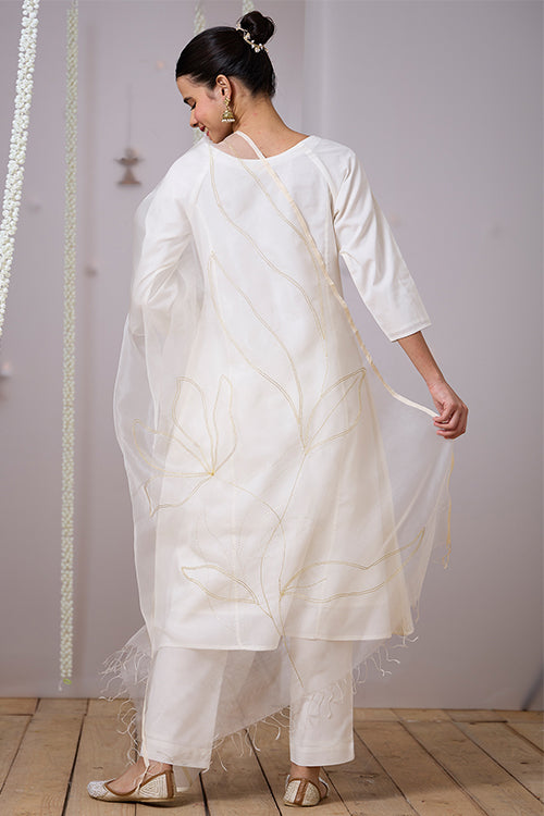 Okhai "Gold Leaf" Mukaish and Khaat Bharat work Kurta Pant set