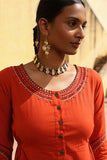 Surkh Embroidered Mirrorwork Cotton Kurta Pant Set For Women Online