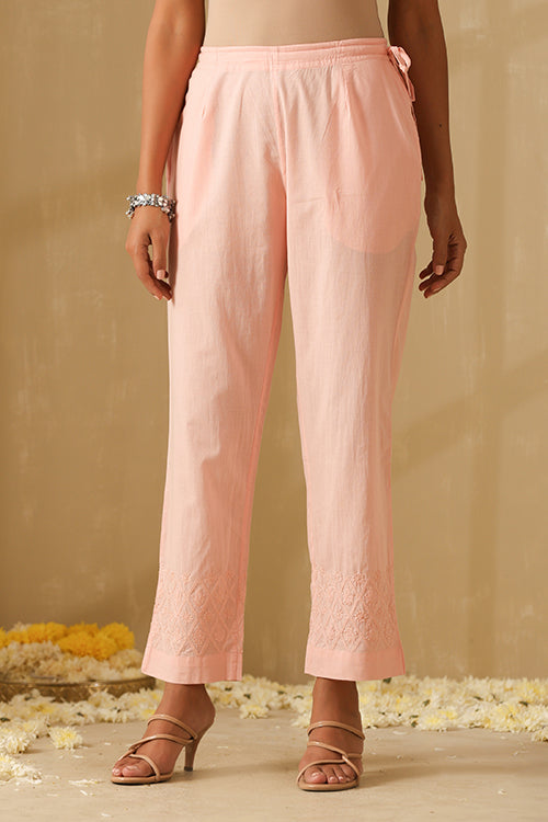 Okhai "Gauhar" Chikankari and Mukaish work Pure Cotton Kurta Pant Set with Dupatta