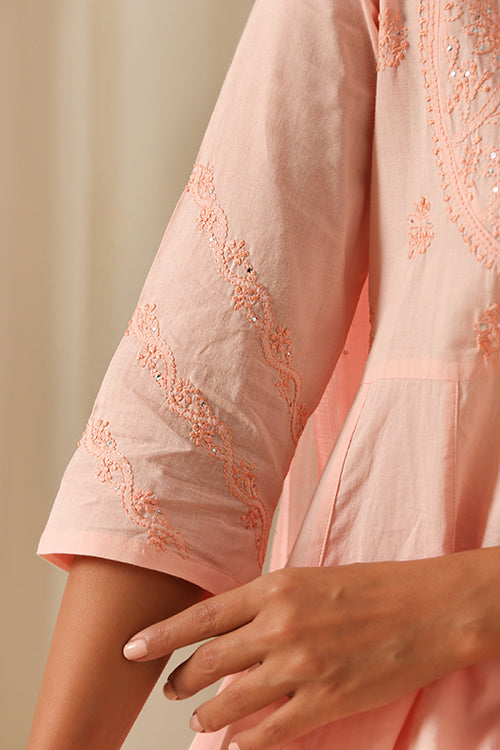 Okhai "Sajda" Chikankari and Mukaish work Pure Cotton Kurta Pant Set with Dupatta