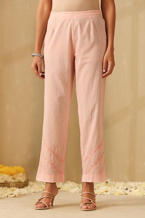 Okhai "Sajda" Chikankari and Mukaish work Pure Cotton Kurta Pant Set with Dupatta