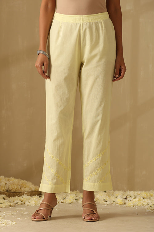 Okhai "Iqraar" Chikankari and Mukaish work Pure Cotton Kurta Pant Set with Dupatta