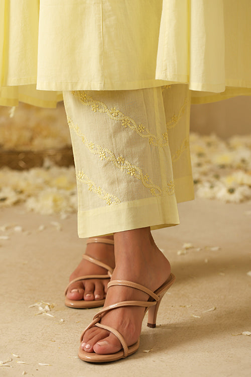 Okhai "Iqraar" Chikankari and Mukaish work Pure Cotton Kurta Pant Set with Dupatta