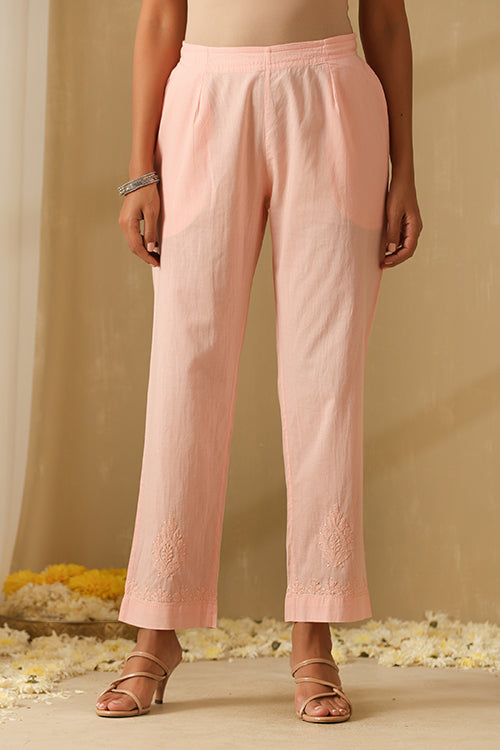 Okhai "Parveen" Chikankari and Mukaish work Pure Cotton Kurta Pant Set with Dupatta