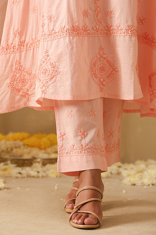 Okhai "Dehleez" Chikankari and Mukaish work Pure Cotton Kurta Pant Set with Dupatta