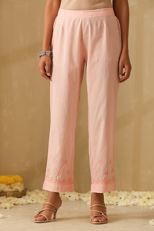 Okhai "Dehleez" Chikankari and Mukaish work Pure Cotton Kurta Pant Set with Dupatta