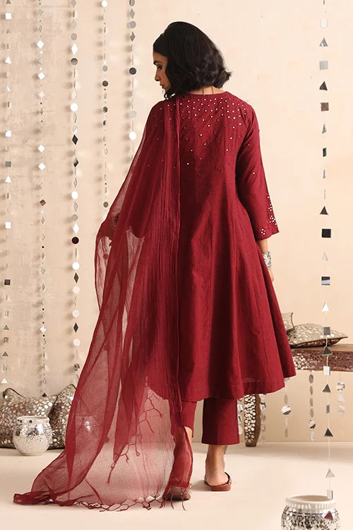 Okhai "Heritage" Hand-Embroidered Pure Cotton Kurta Pant Set with Dupatta