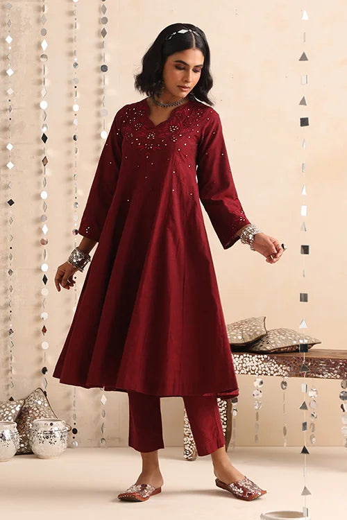 Okhai "Heritage" Hand-Embroidered Pure Cotton Kurta Pant Set with Dupatta