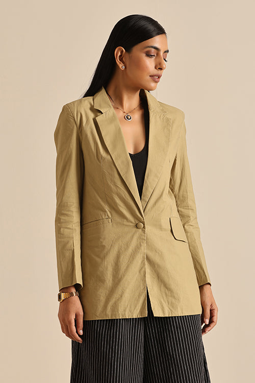 Serene Olive Green Pure Cotton Blazer For Women Online