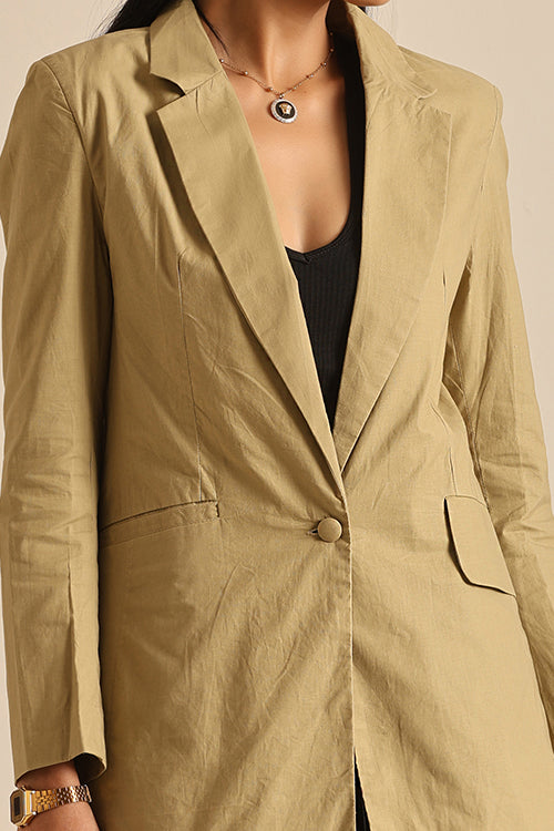 Serene Olive Green Pure Cotton Blazer For Women Online