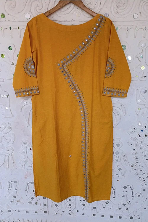 Okhai "Golden Goddess" Embroidery Work Kurta | Rescue