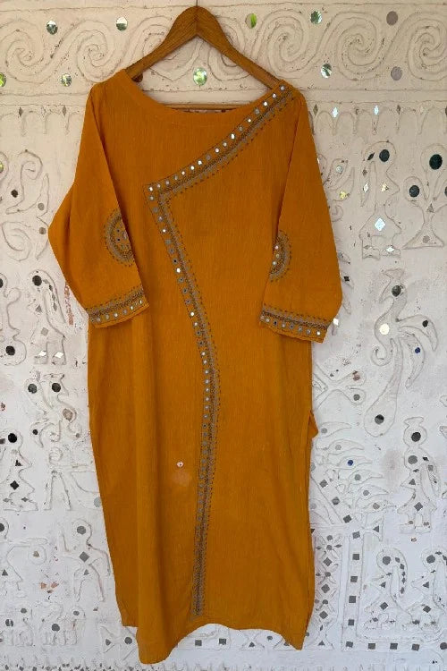 Okhai "Golden Goddess" Embroidery Work Kurta | Rescue