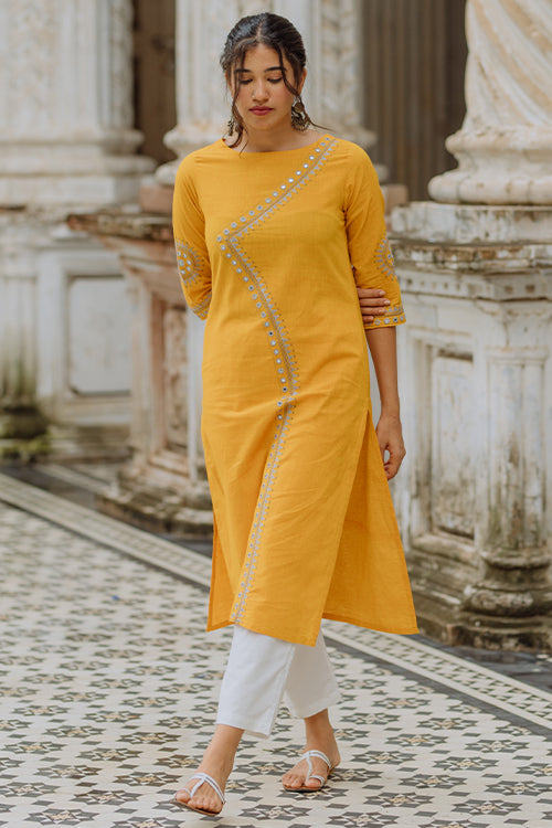 Okhai "Golden Goddess" Embroidery Work Kurta | Rescue