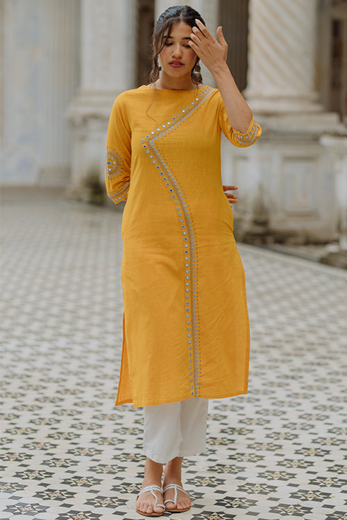 Okhai "Golden Goddess" Embroidery Work Kurta | Rescue