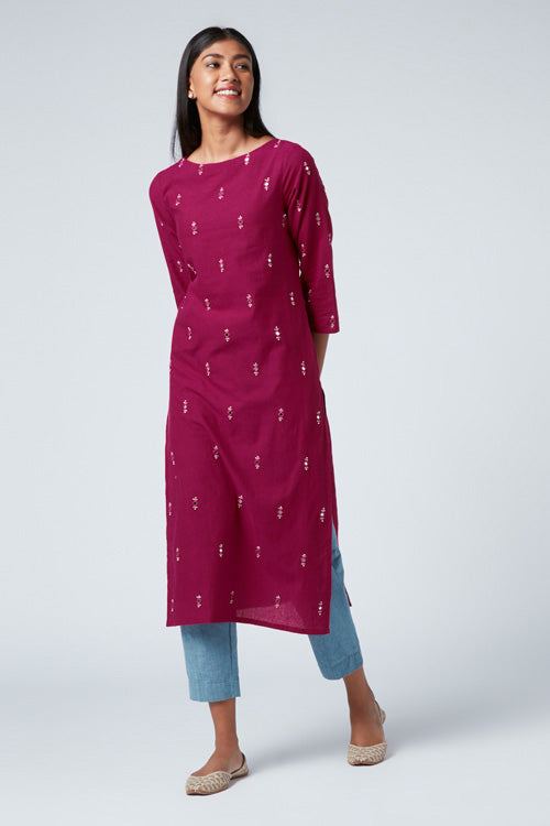 Okhai 'Passion' Embroidered Cotton Kurta| Rescue