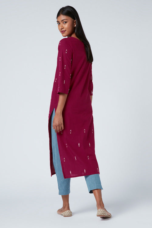 Okhai 'Passion' Embroidered Cotton Kurta| Rescue