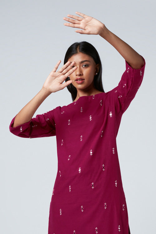 Okhai 'Passion' Embroidered Cotton Kurta| Rescue