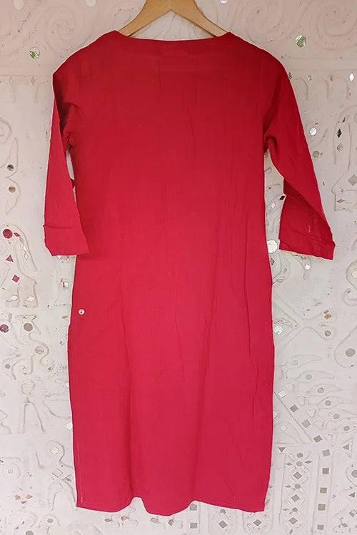 Okhai 'Juliet' Embroidered Mirror Work Cotton Handloom Long Kurta| Rescue