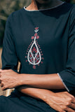 Okhai 'Aptitude' Hand Embroidered Mirror Work Pure Cotton Long Kurta | Rescue