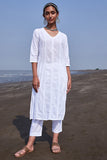 Okhai 'Aysa' Pure Cotton Chikankari Embroidered Long Kurta | Rescue