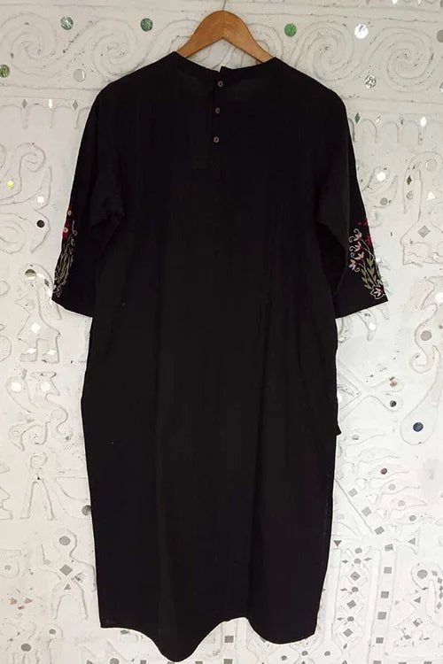 Okhai 'Night Jasmine' Pure Cotton Hand Embroidered Mirror Work Kurta| Rescue