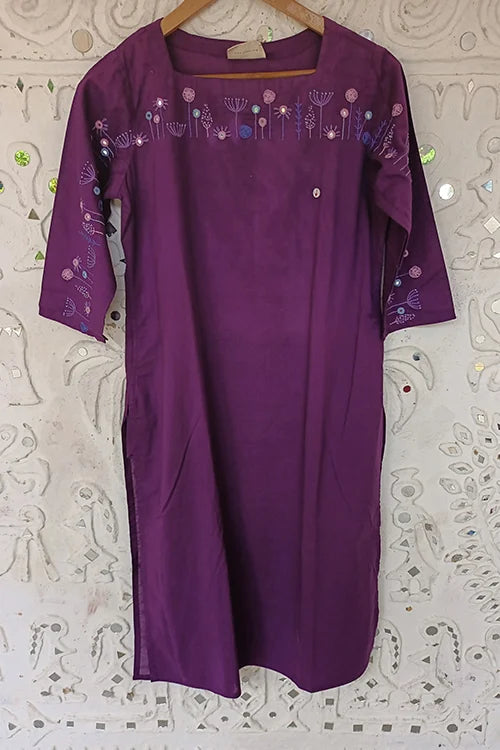 Okhai 'Artistic' Pure Cotton Hand Embroidered Mirror Work Kurta| Rescue