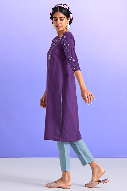 Okhai 'Artistic' Pure Cotton Hand Embroidered Mirror Work Kurta| Rescue