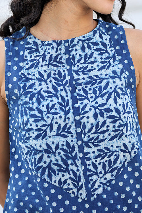 Melange Indigo Printed Pure Cotton Kurti For Women Online