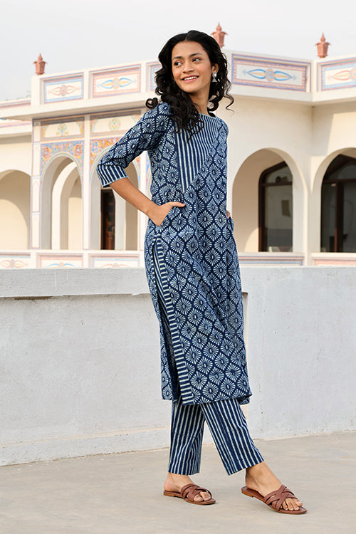 Okhai 'Mishmash' Hand Embroidered Hand Block Printed Pure Cotton Kurta