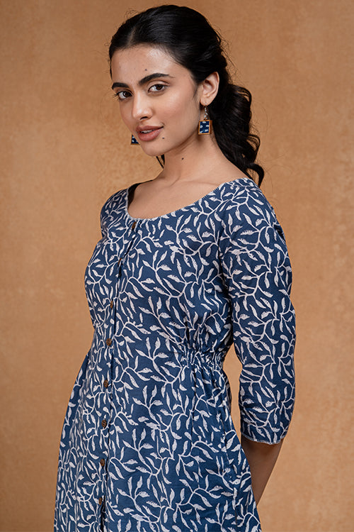 Okhai "Leafy Haze" Handblock Printed Pure Cotton Kurta