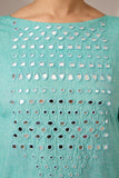 Okhai "Lumino" Hand-Embroidered Mirrorwork Pure Cotton Long Kurta