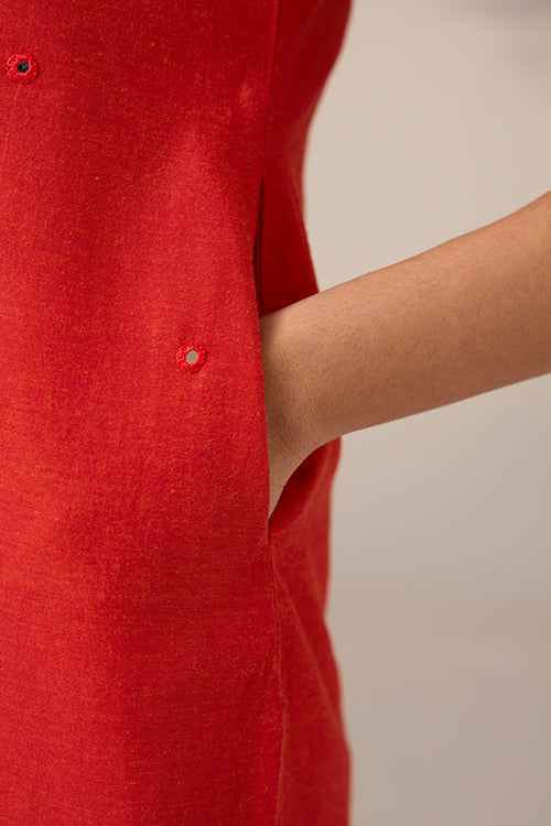 Okhai "Nutmeg" Hand-Embroidered Mirrorwork Pure Cotton Straight Kurta