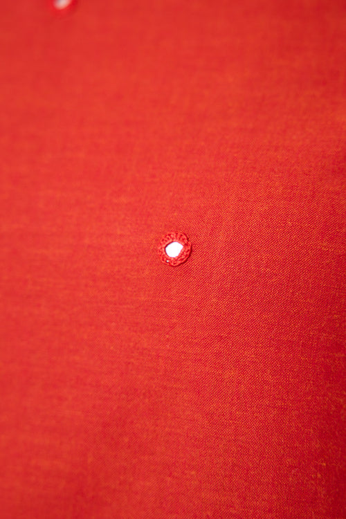 Okhai "Nutmeg" Hand-Embroidered Mirrorwork Pure Cotton Straight Kurta