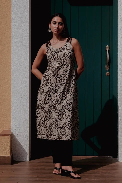 Okhai "Inkline" Handblock Printed Pure Cotton Kurta