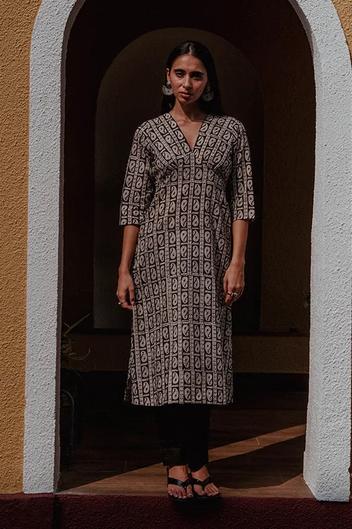 Okhai "Paisley" Handblock Printed Pure Cotton Kurta