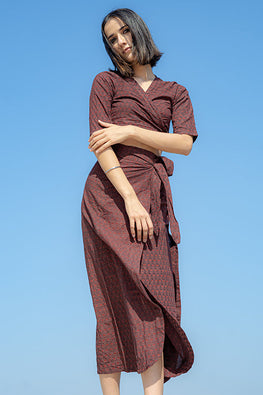 Okhai 'Marlow' Hand Block Printed Pure Cotton Ajrakh Skirt Top Set | Relove