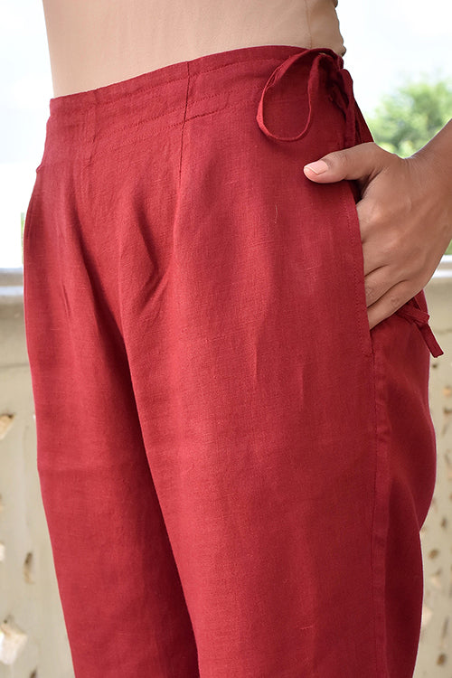 Okhai 'Caravan' Pure Linen Red Pants | Rescue
