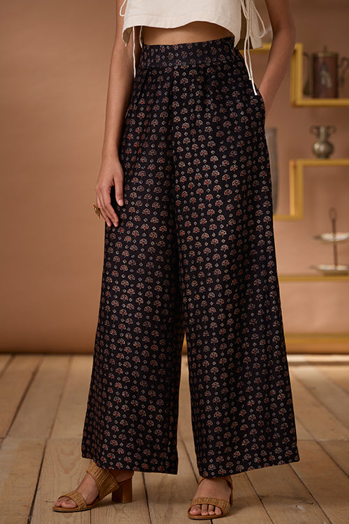 Starry Quartz Printed Chanderi Silk High Waisted Pant For Women Online