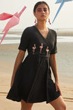 Okhai 'Flamingo Peace' Hand Embroidered Dress | Rescue