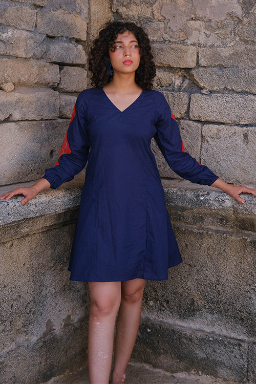 Okhai "Glowing Ember" Hand-Embroidered Pure Cotton Mul Dress