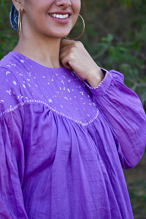 Okhai "Eleanor" Hand-Embroidered Pure Cotton Mul Short Dress