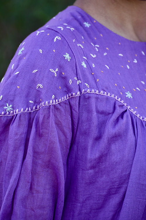 Okhai "Eleanor" Hand-Embroidered Pure Cotton Mul Short Dress