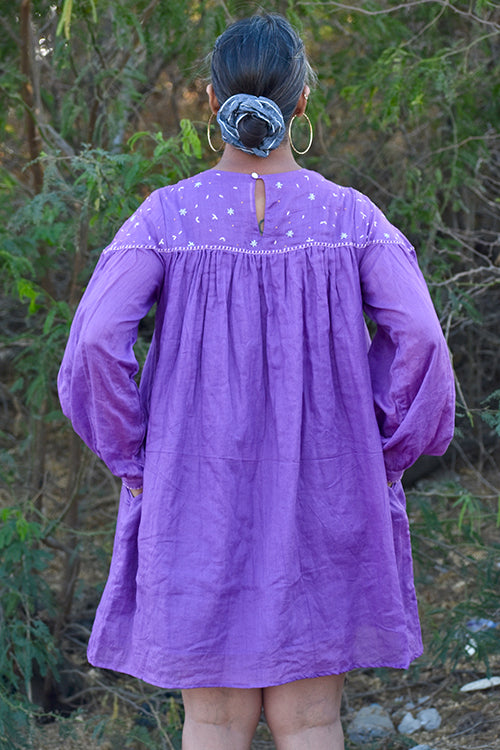 Okhai "Eleanor" Hand-Embroidered Pure Cotton Mul Short Dress