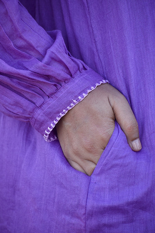 Okhai "Eleanor" Hand-Embroidered Pure Cotton Mul Short Dress