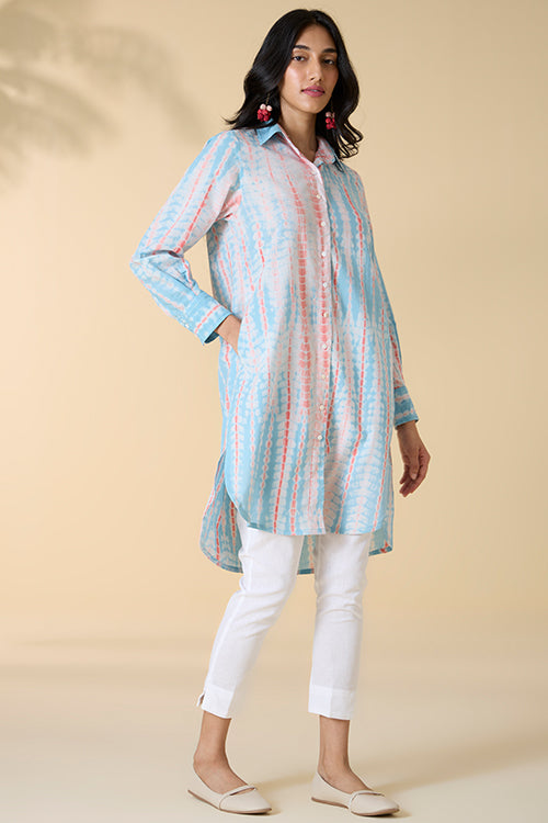 Okhai "Santorini" Tie-and-Dye Pure Cotton Shirt Dress