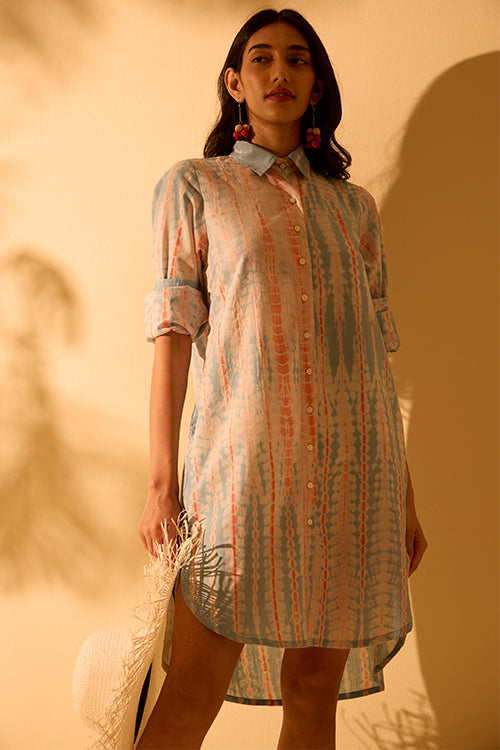 Okhai "Santorini" Tie-and-Dye Pure Cotton Shirt Dress