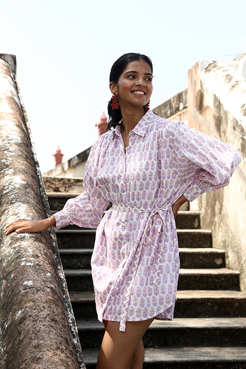 Okhai "Virtuoso" Handblock Printed Pure Cotton Shirt Dress