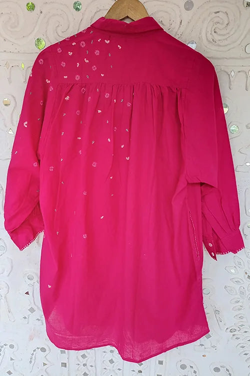 Okhai “Audrey” Hand-embroidered Pure Cotton Pink Dress | Rescue